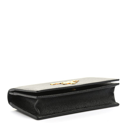 Prada Saffiano Metal Bi-Fold Card Holder Wallet Black 4 of 8