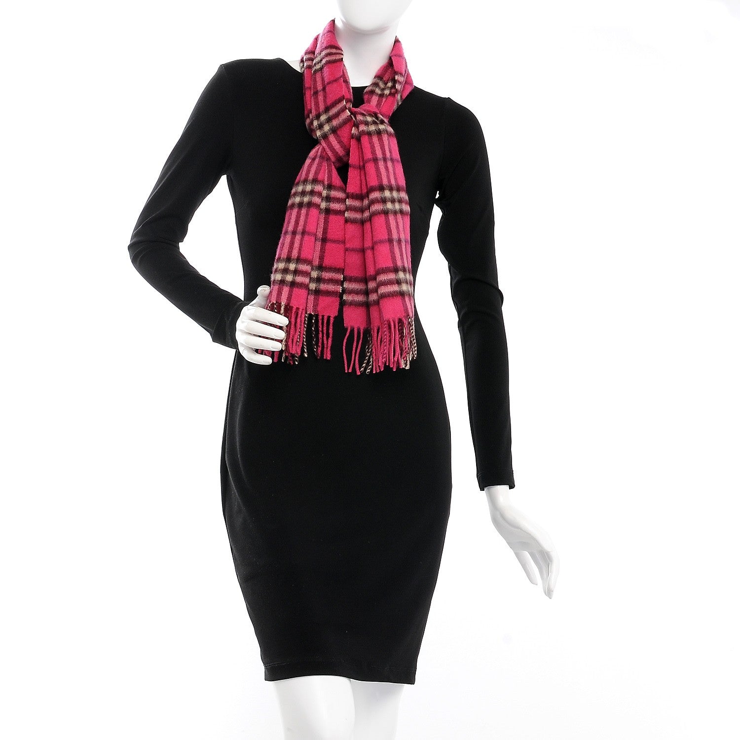 Burberry Cashmere Check Fringe Scarf Pink 2 of 4