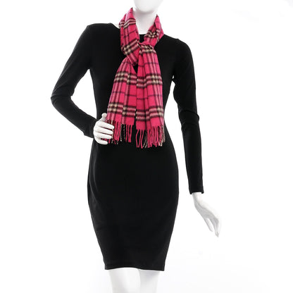 Burberry Cashmere Check Fringe Scarf Pink 2 of 4