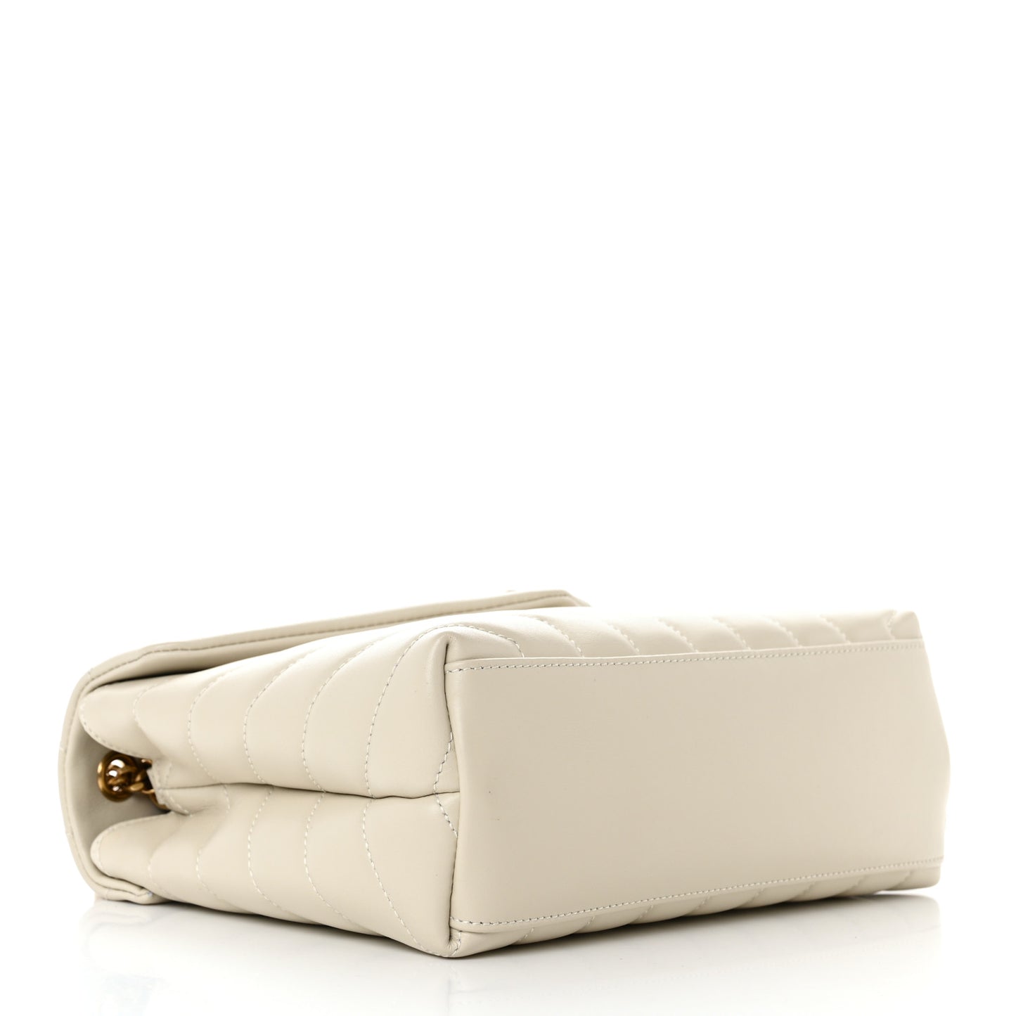 Calfskin Y Quilted Monogram Small Loulou Chain Satchel Blanc Vintage