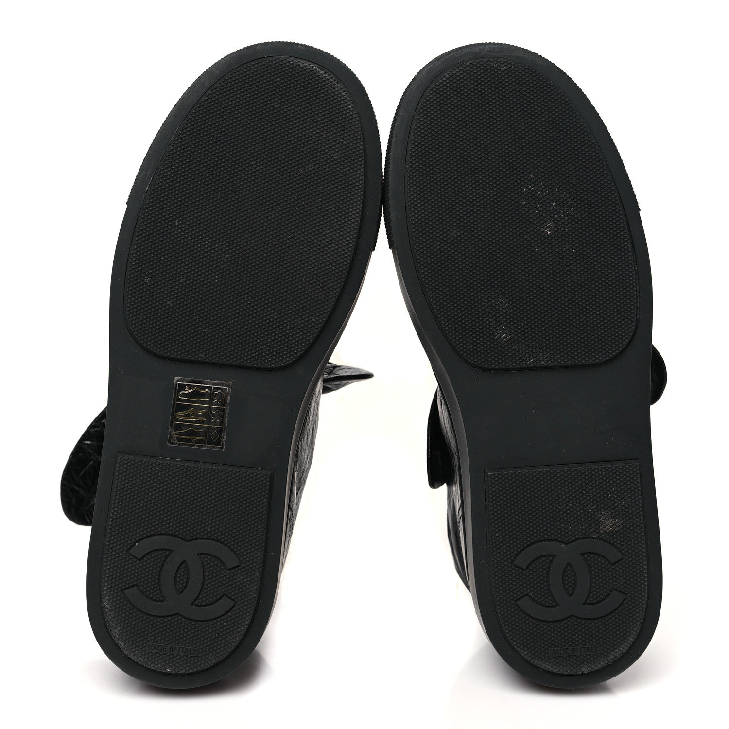 Chanel Crumpled Calfskin Womens CC Bow Sneakers 35.5 Black 6 of 10