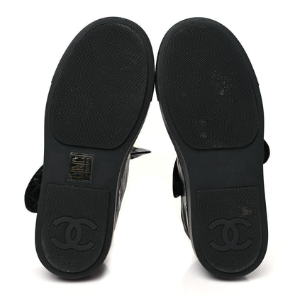 Chanel Crumpled Calfskin Womens CC Bow Sneakers 35.5 Black 6 of 10