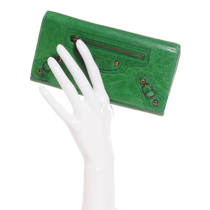 Balenciaga Agneau Classic Hardware Money Wallet Vert Poker 2 of 8