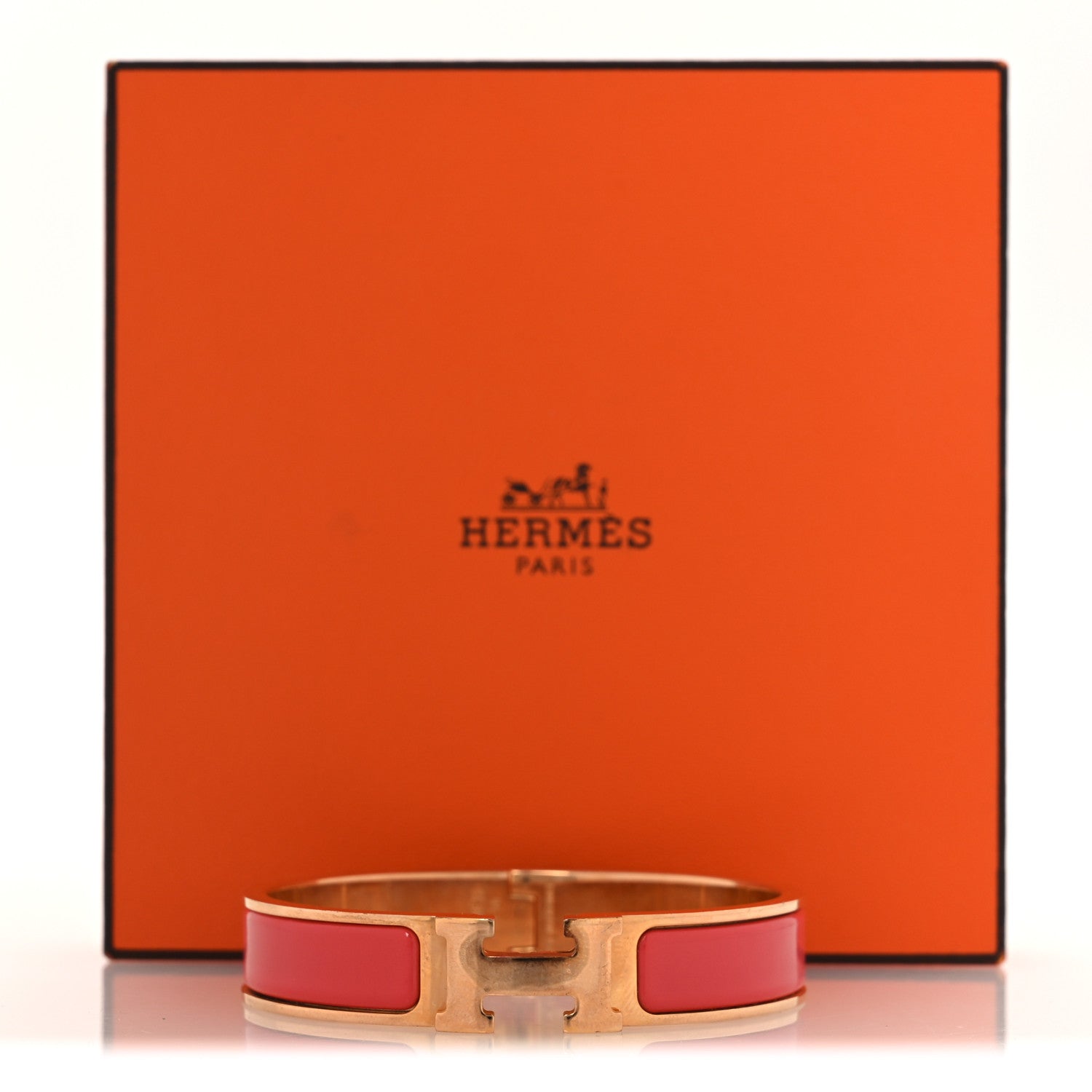Hermes Enamel Narrow Clic Clac H Bracelet PM Rouge Corail 6 of 6