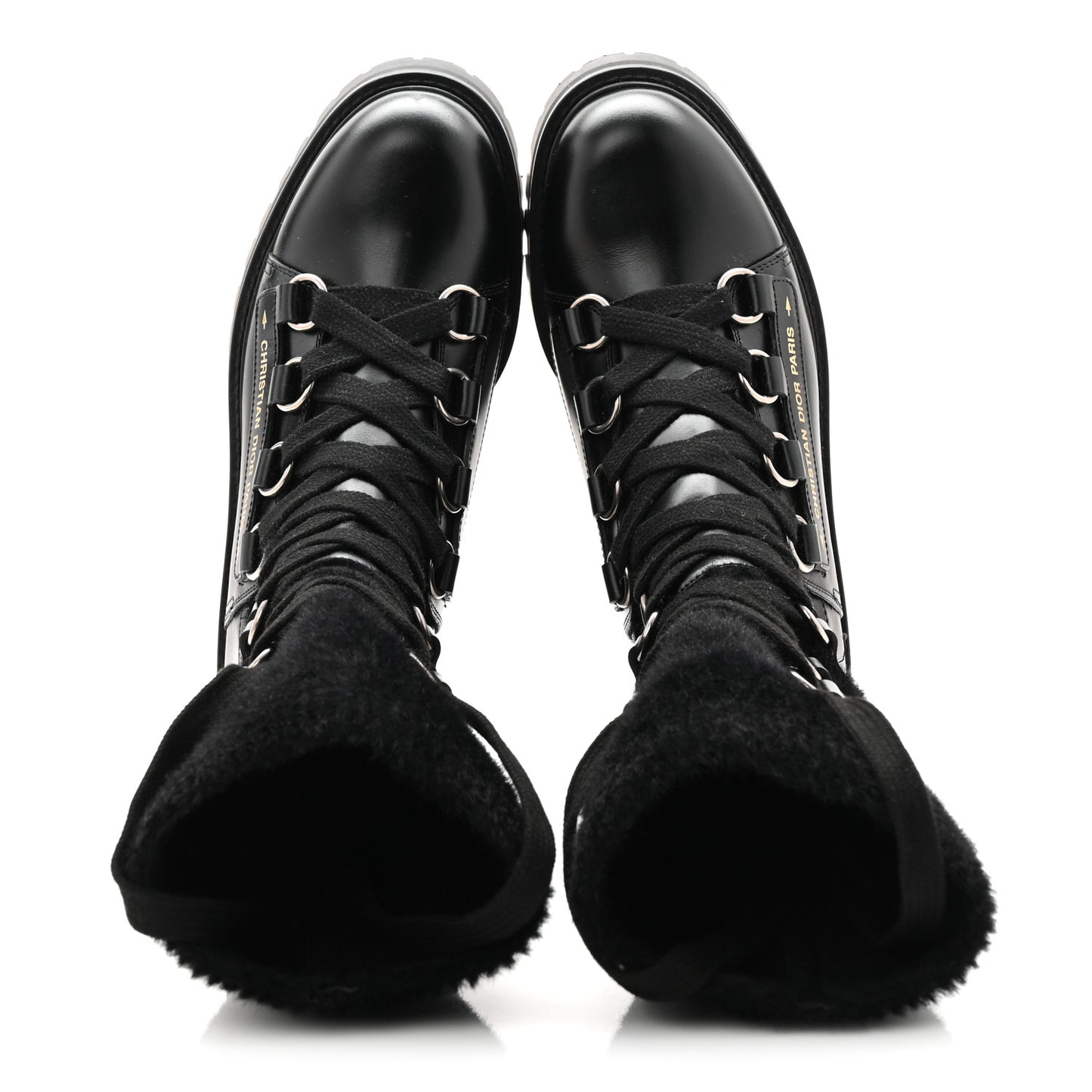 Calfskin Furr Stretch D-Fight Ankle Boots 39.5 Black