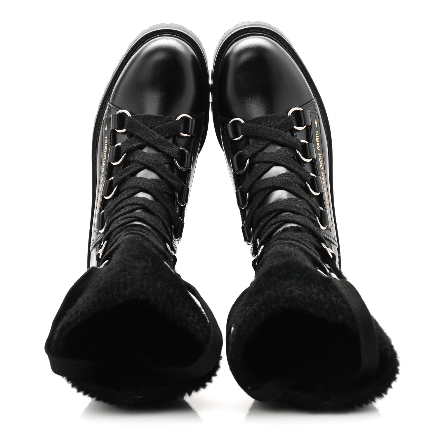 Christian Dior Calfskin Furr Stretch D-Fight Ankle Boots 39.5 Black 2 of 11