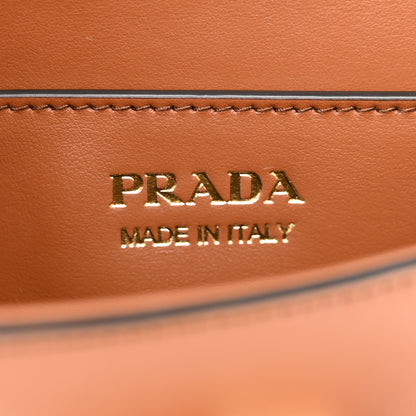Prada Soft Calfskin Metal Triangle Logo Flap Shoulder Bag Cognac 6 of 11