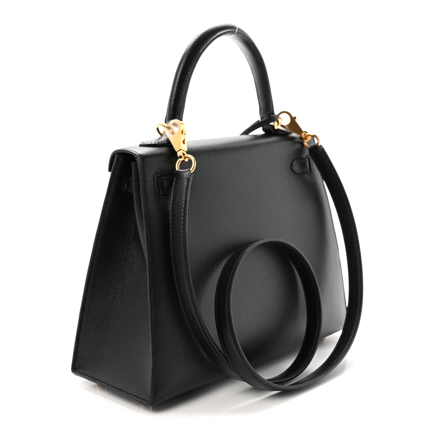 Hermes Epsom Horseshoe Kelly Sellier 25 Black Bleu Electrique 3 of 9