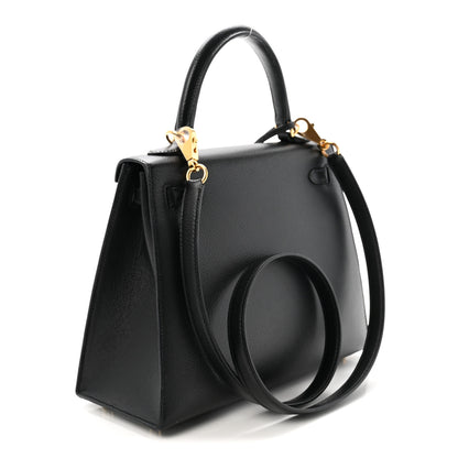 Hermes Epsom Horseshoe Kelly Sellier 25 Black Bleu Electrique 3 of 9