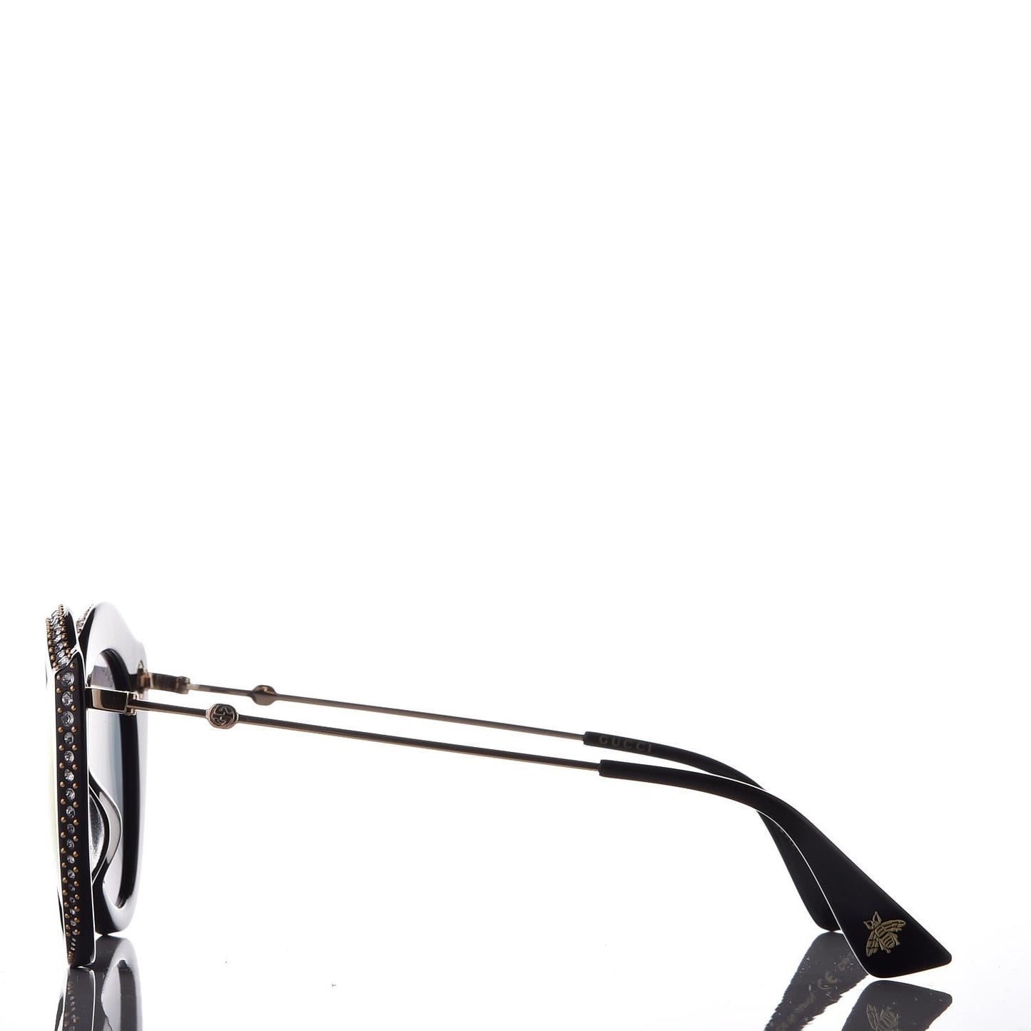 Crystal Cat Eye GG0214S Sunglasses Black Gold Pink