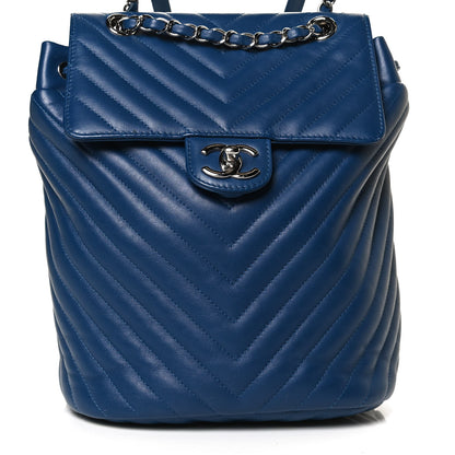Chanel Lambskin Chevron Quilted Small Urban Spirit Backpack Blue 7 of 12