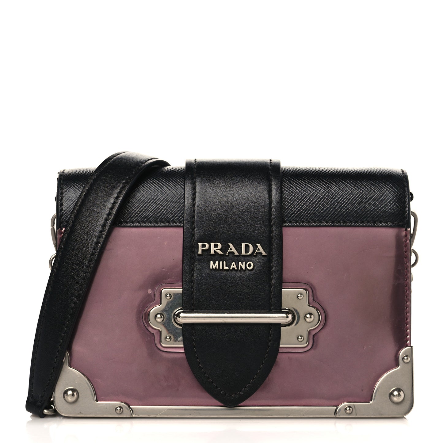 Metallic Vitello Saffiano Cahier Bag Ibisco Black