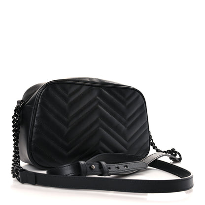 Gucci Calfskin Matelasse Monochrome Small GG Marmont Chain Shoulder Bag Black 3 of 9