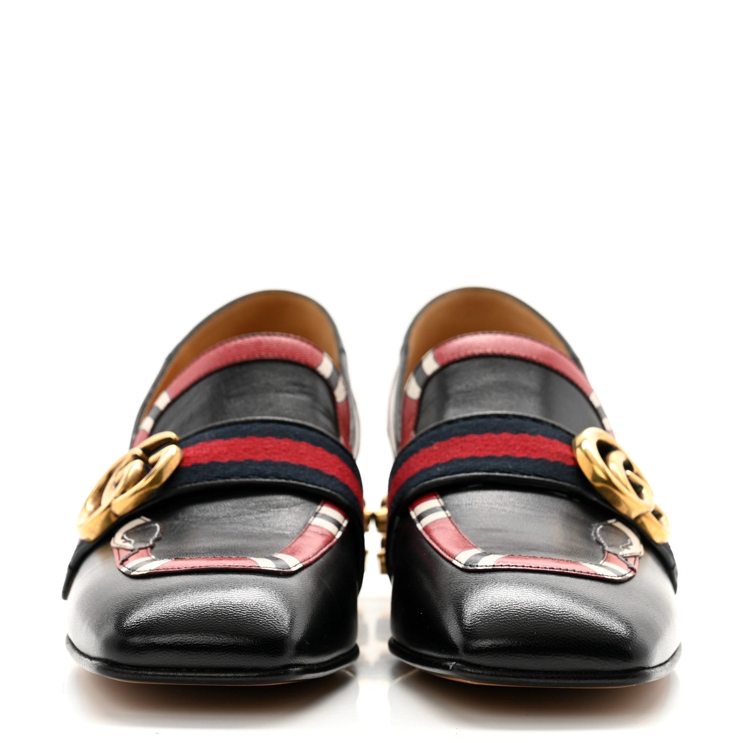 Gucci Malaga Kid Web Kingsnake GG Peyton Loafer Pumps 36 Black 2 of 10