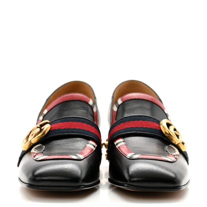 Gucci Malaga Kid Web Kingsnake GG Peyton Loafer Pumps 36 Black 2 of 10