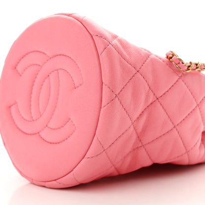 Chanel Lambskin Quilted Pearl Crush Drawstring Bag Pink 10 of 11