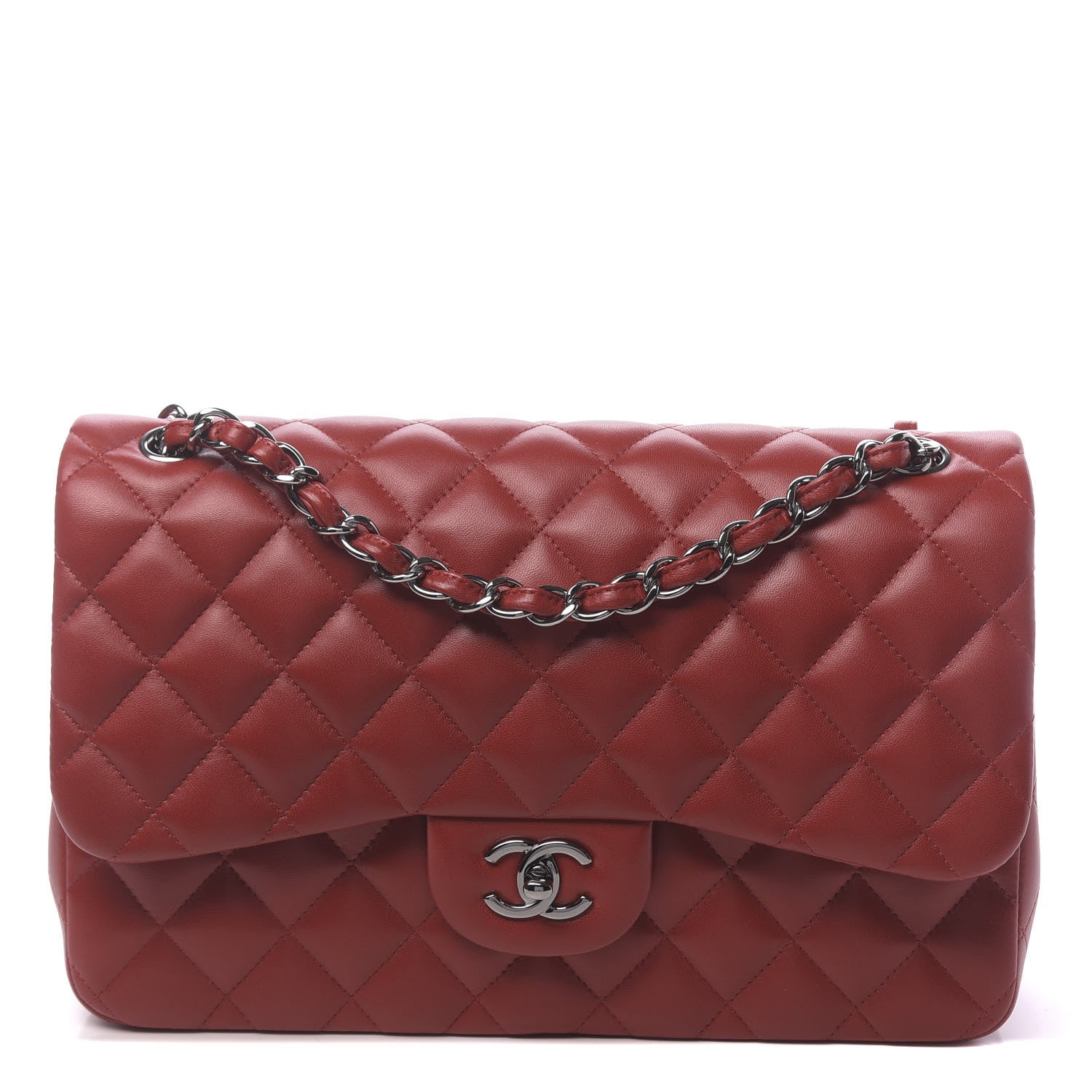 Chanel Lambskin Quilted Jumbo Double Flap Red 1 of 12