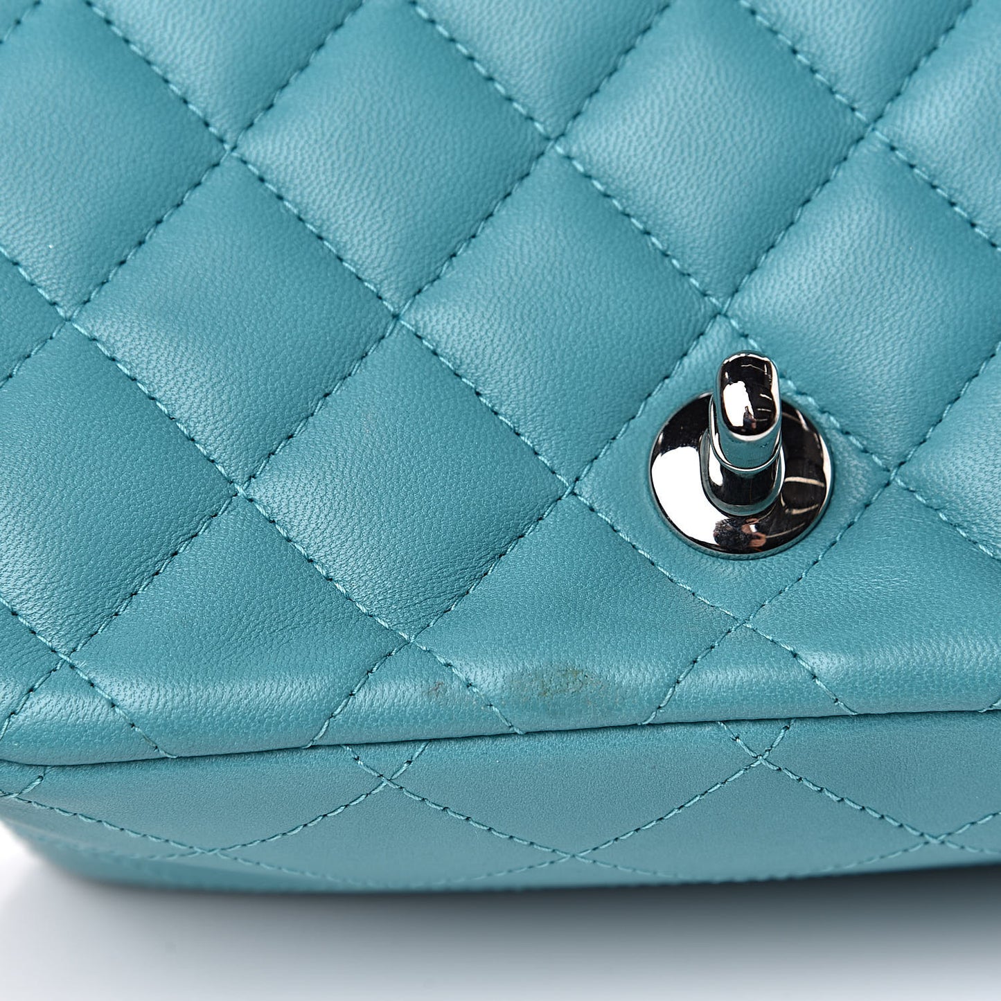 Lambskin Quilted Mini Square Flap Turquoise