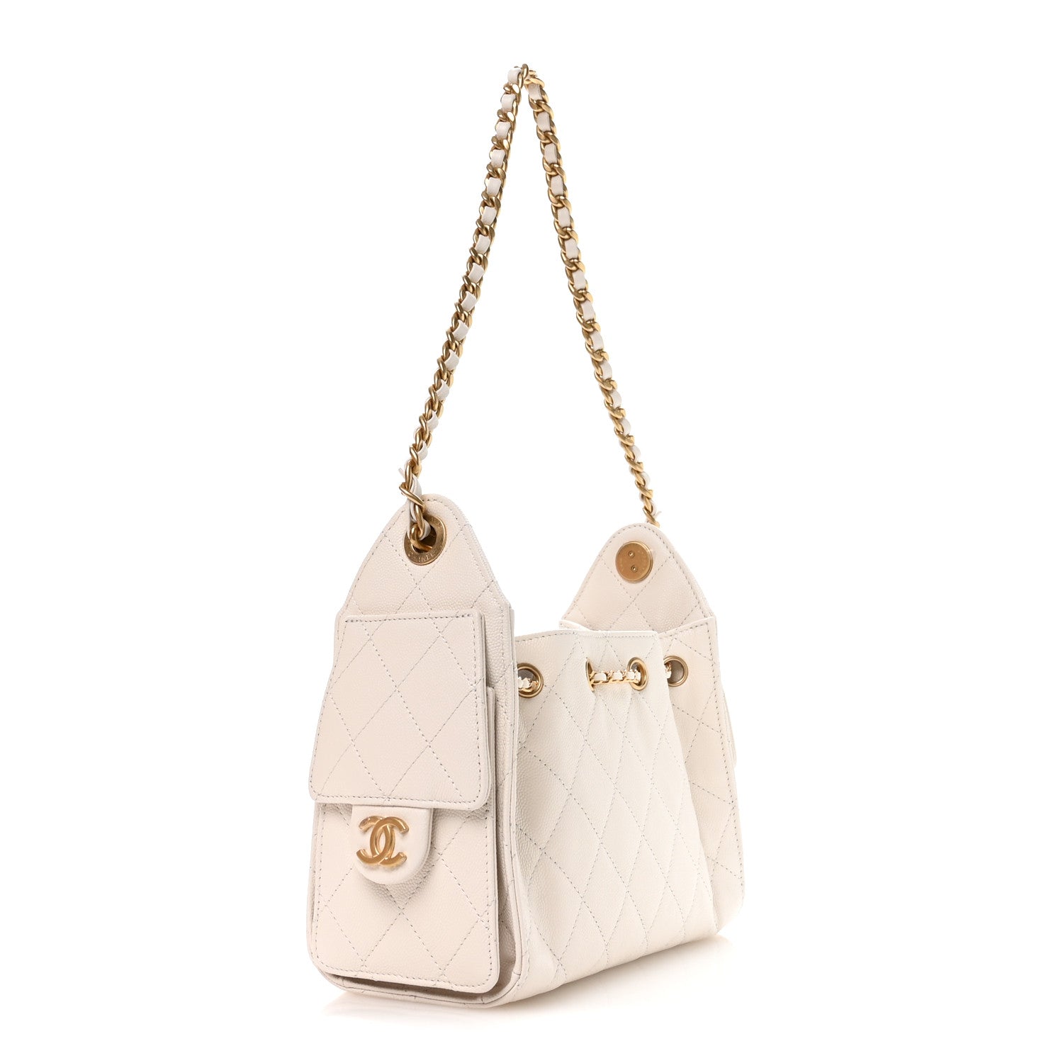 Chanel Caviar Quilted Mini Chanel 25 Handbag White 1834655