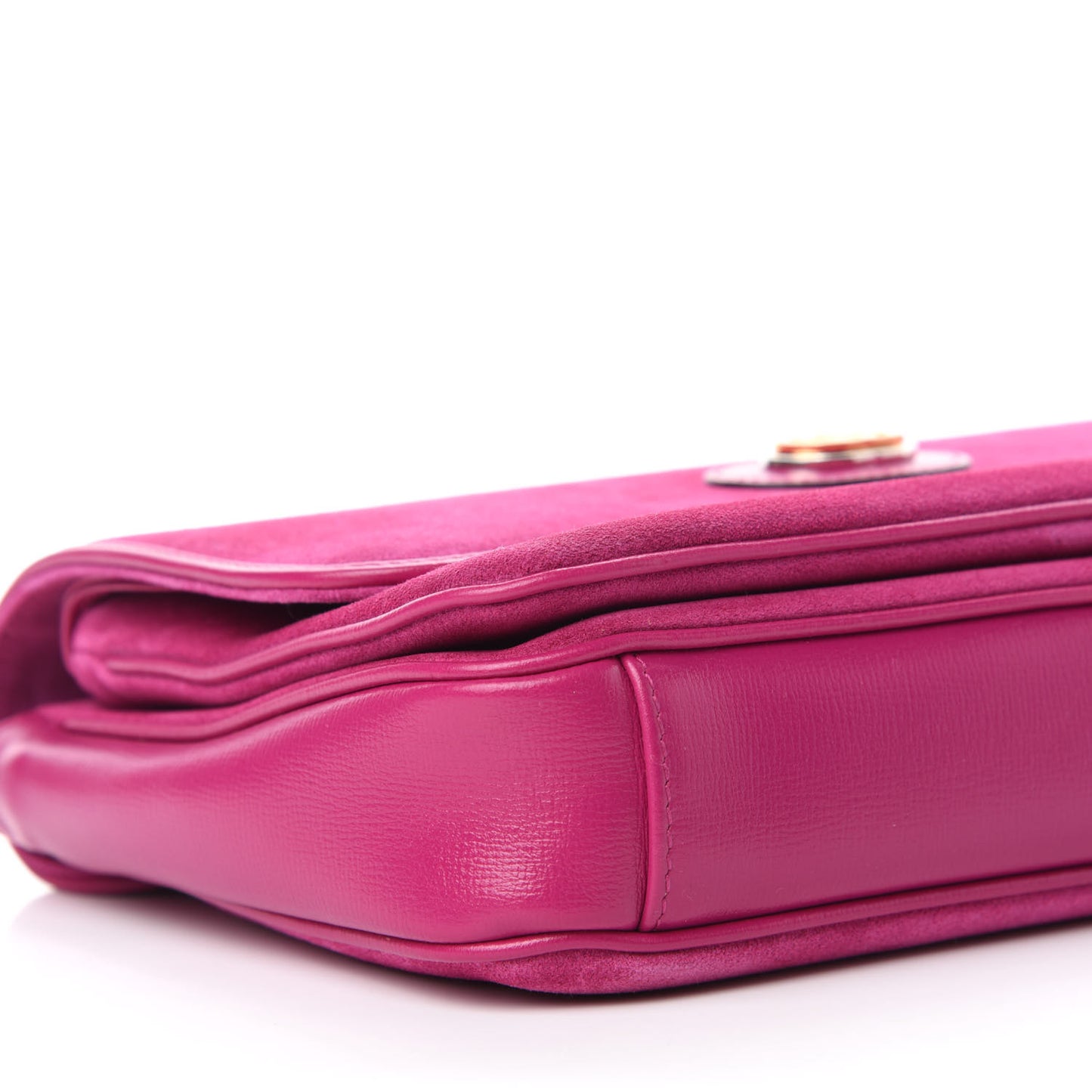 Suede Azalea Calfskin Small Marina Chain Shoulder Bag Fucsia