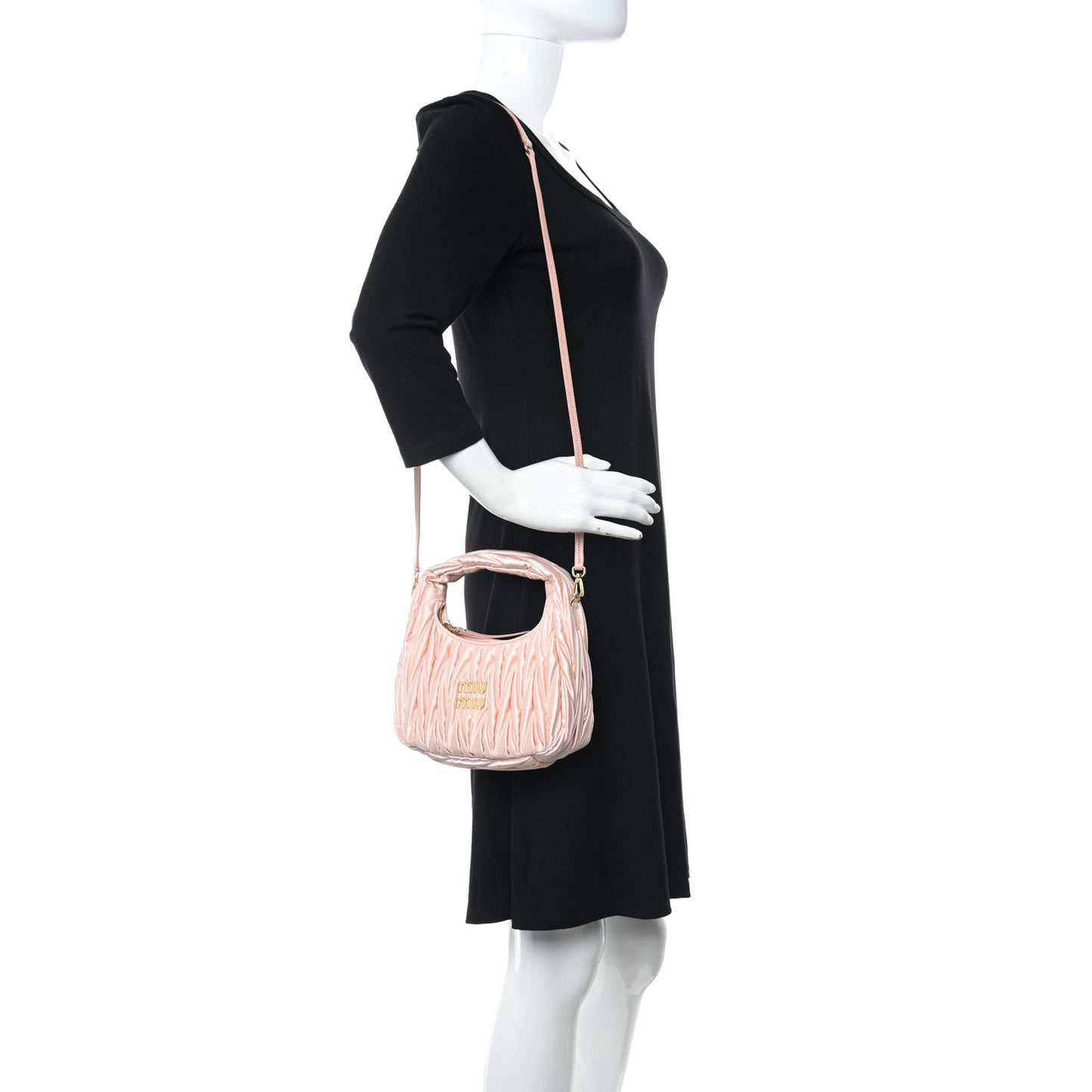 Satin Matelasse Mini Wander Hobo Alabaster Pink