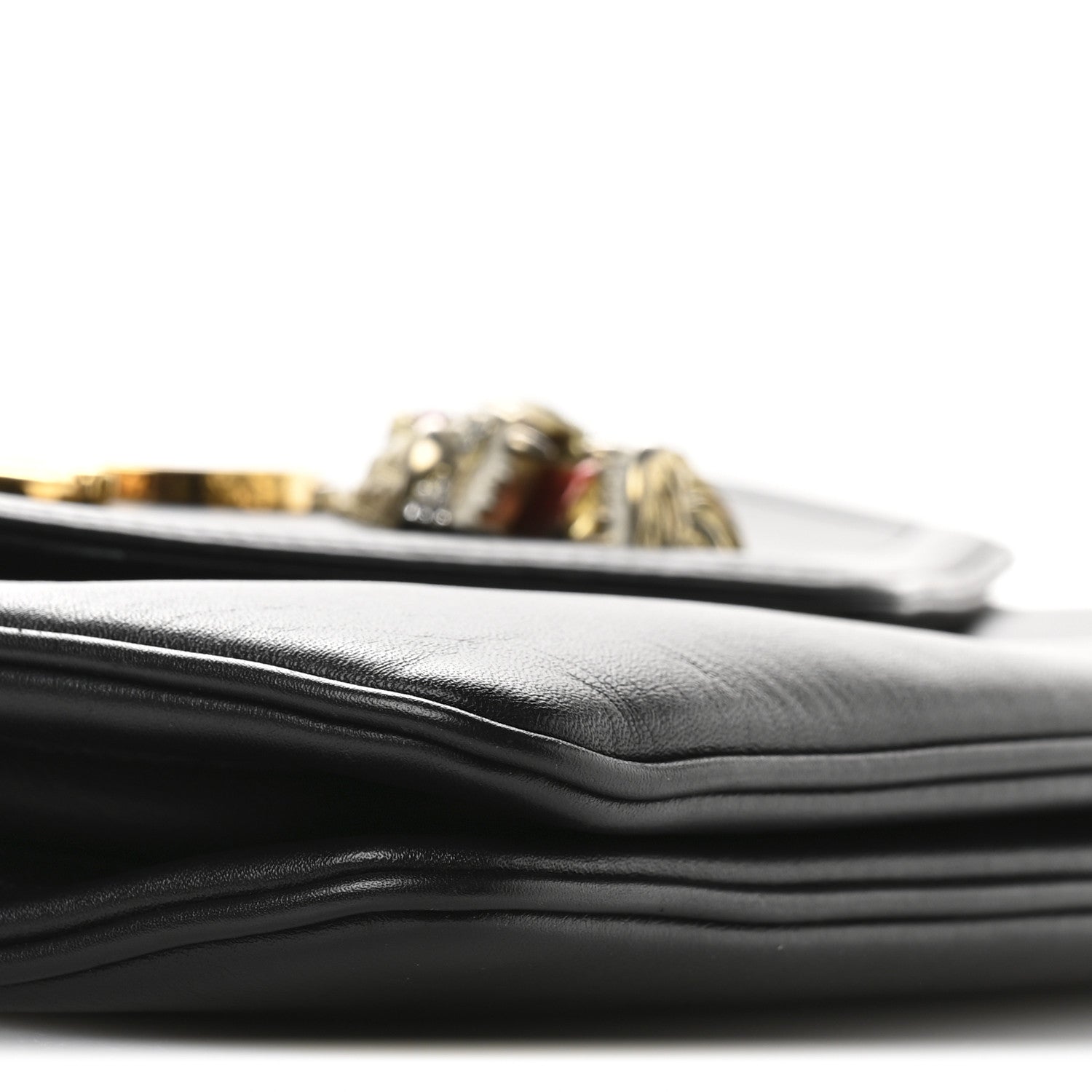 Gucci Vitello Palmellato Lux Crystal Medium Rajah Shoulder Bag Black 10 of 11