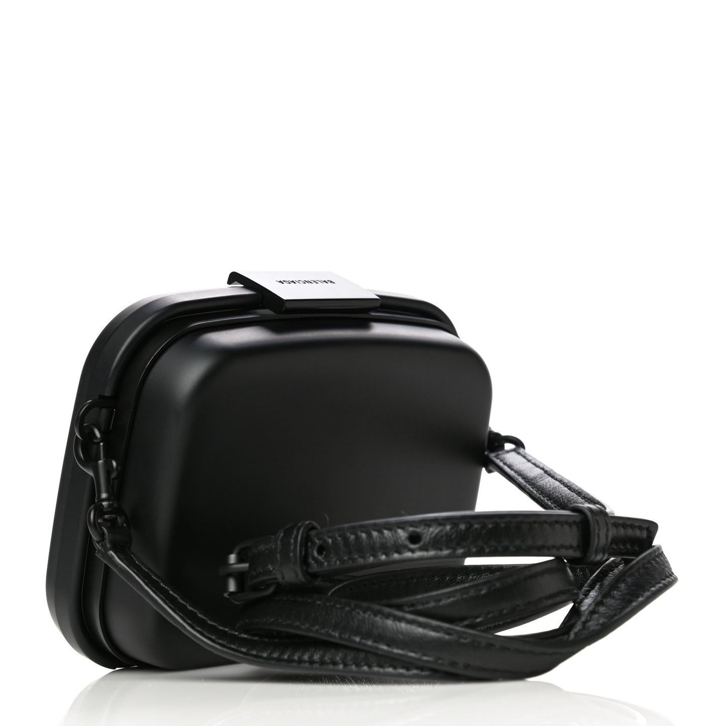 Recycled Plastic Calfskin Embossed Mini Lunch Box Case with Strap Black