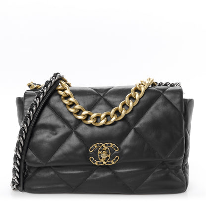 Chanel Lambskin Quilted Large Chanel 19 Flap Navy Blue 1 of 10