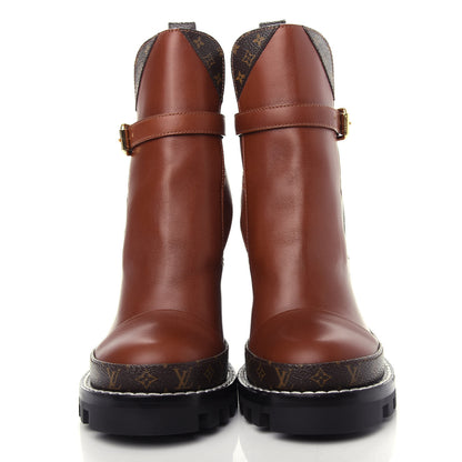 Louis Vuitton Calfskin Monogram Star Trail Ankle Boots 37 Cognac 5 of 10