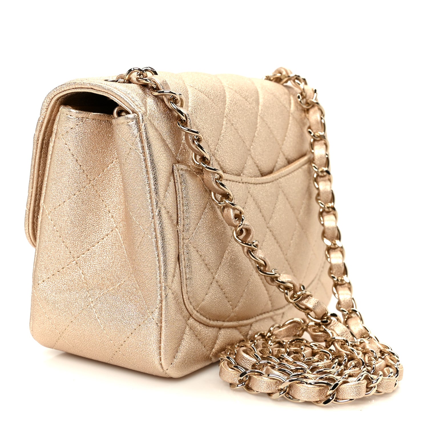 Chanel Metallic Lambskin Quilted Mini Square Flap Gold 3 of 12