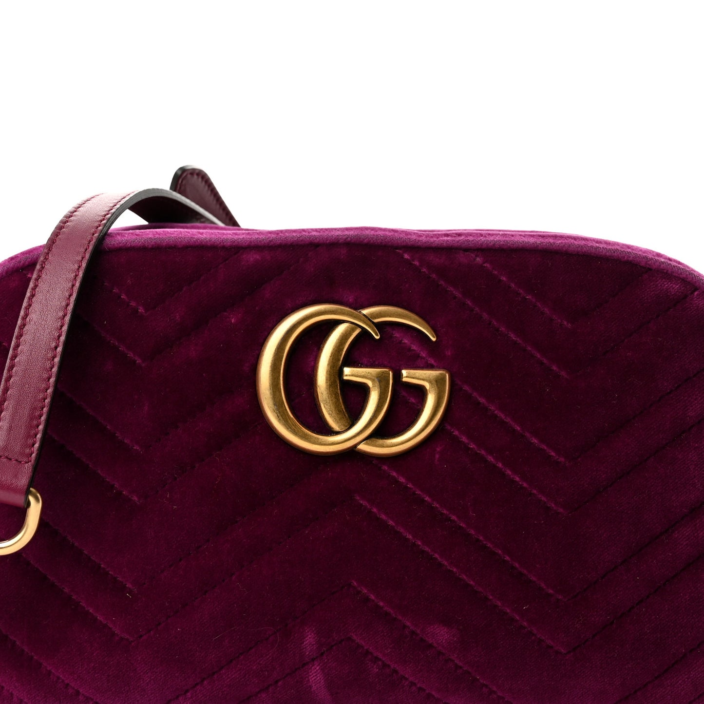 Velvet Matelasse Small GG Marmont Chain Shoulder Bag Fuchsia Violet Cyclamen