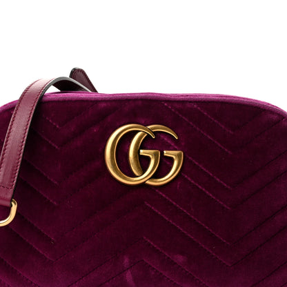 Gucci Velvet Matelasse Small GG Marmont Chain Shoulder Bag Fuchsia Violet Cyclamen 7 of 9