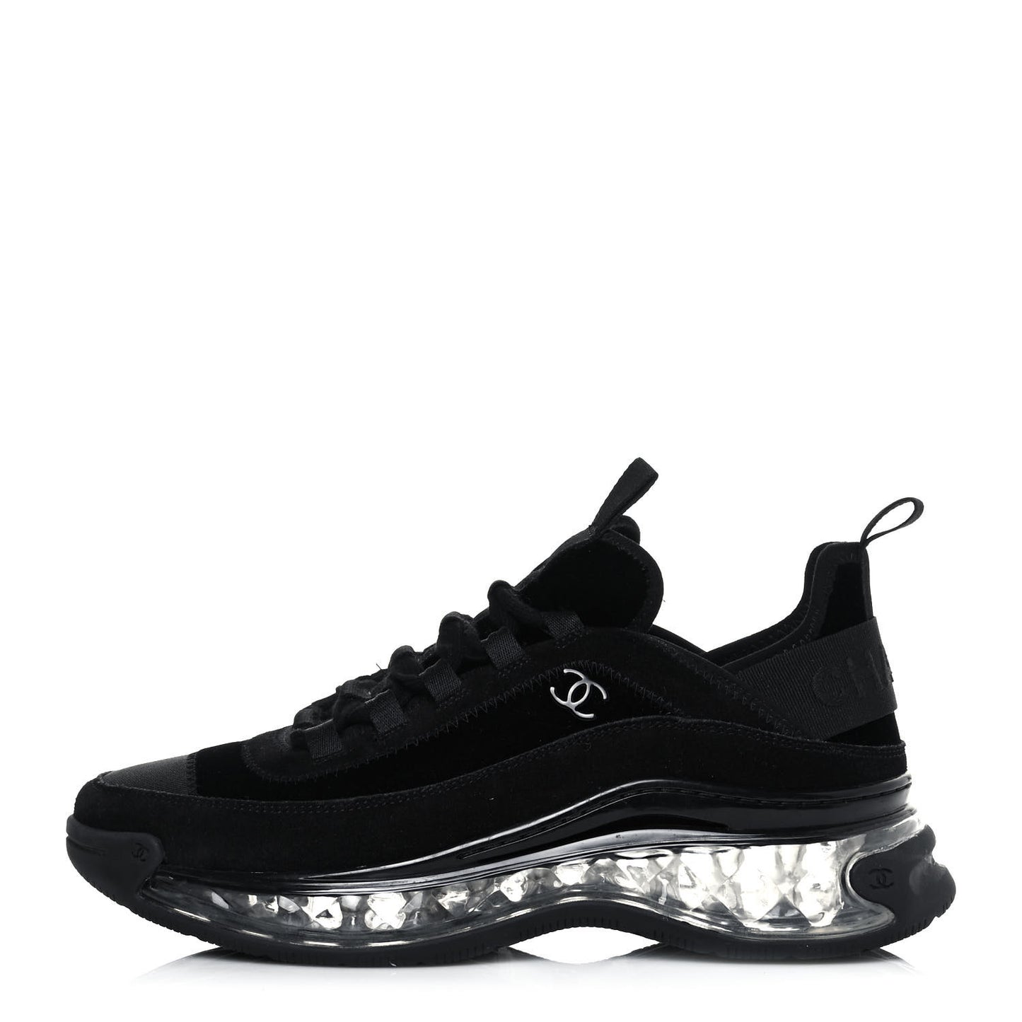 Suede Calfskin Velvet Grosgrain CC Sneakers 39 Black
