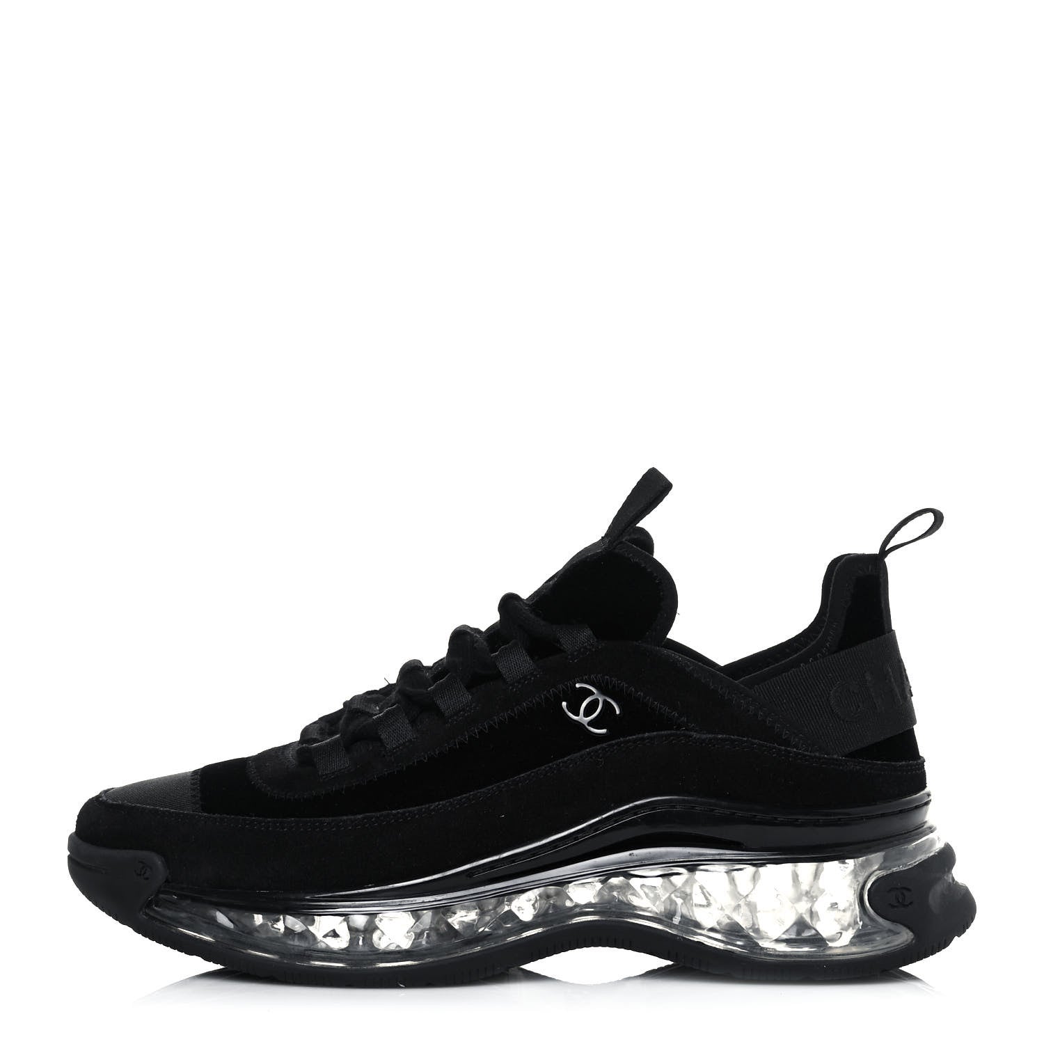 Chanel Suede Calfskin Velvet Grosgrain CC Sneakers 39 Black 1 of 8