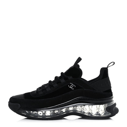 Chanel Suede Calfskin Velvet Grosgrain CC Sneakers 39 Black 1 of 8