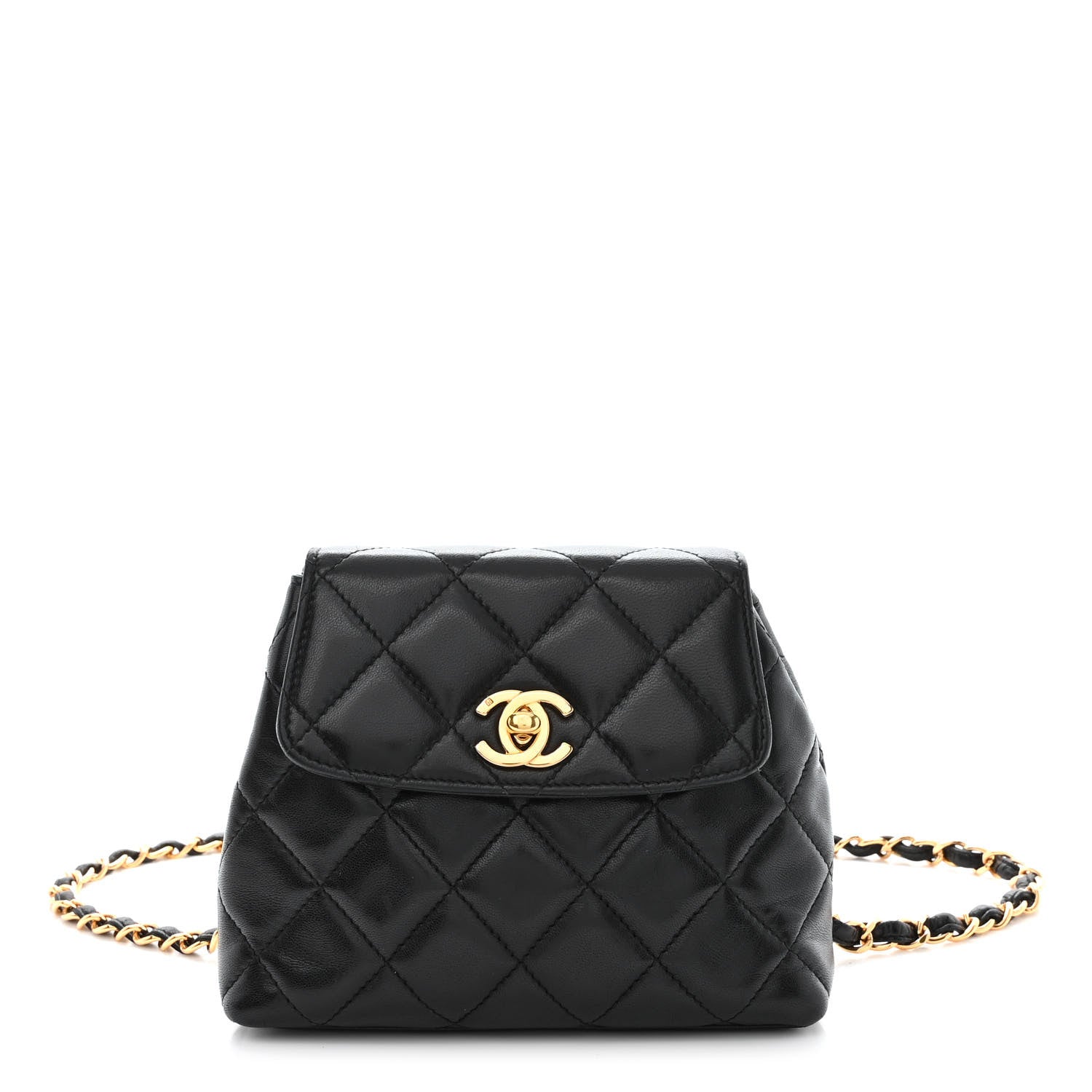 Chanel Lambskin Quilted Mini Flap Waist Belt Bag Black 1 of 11