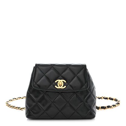 Chanel Lambskin Quilted Mini Flap Waist Belt Bag Black 1 of 11
