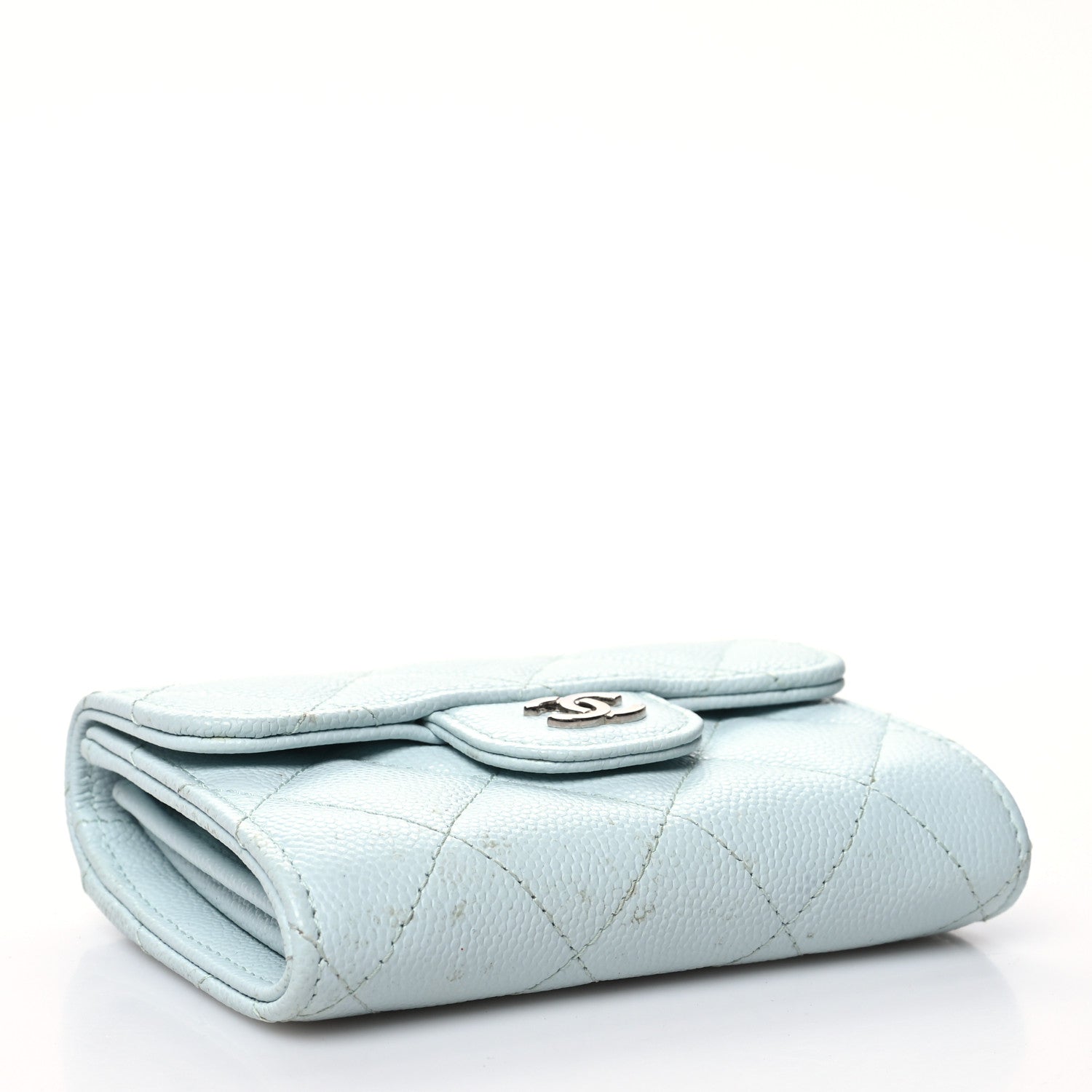 Chanel Caviar Quilted Flap Card Holder Wallet Light Blue 4 of 14