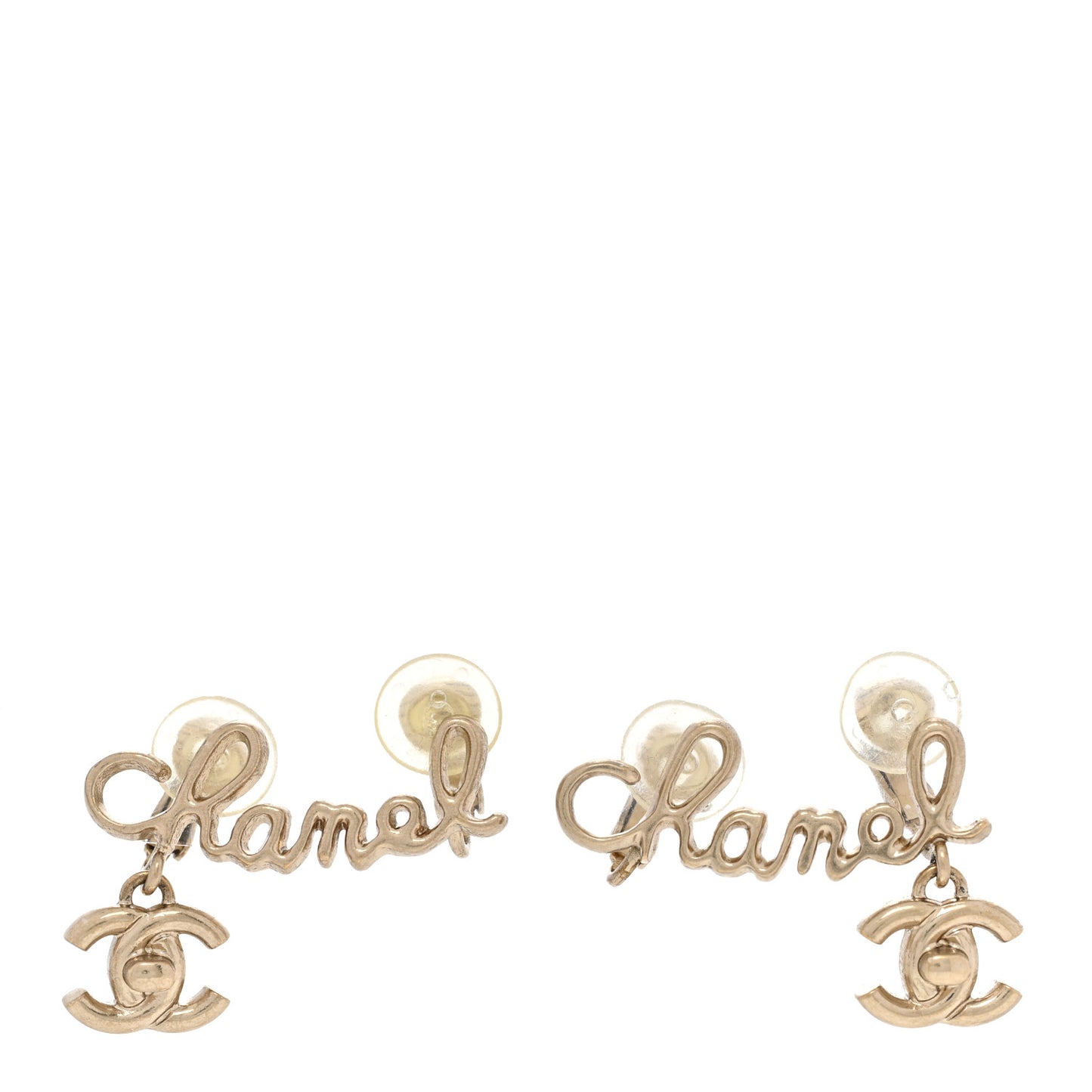 Metal Logo CC Turnlock Clip On Earrings Gold