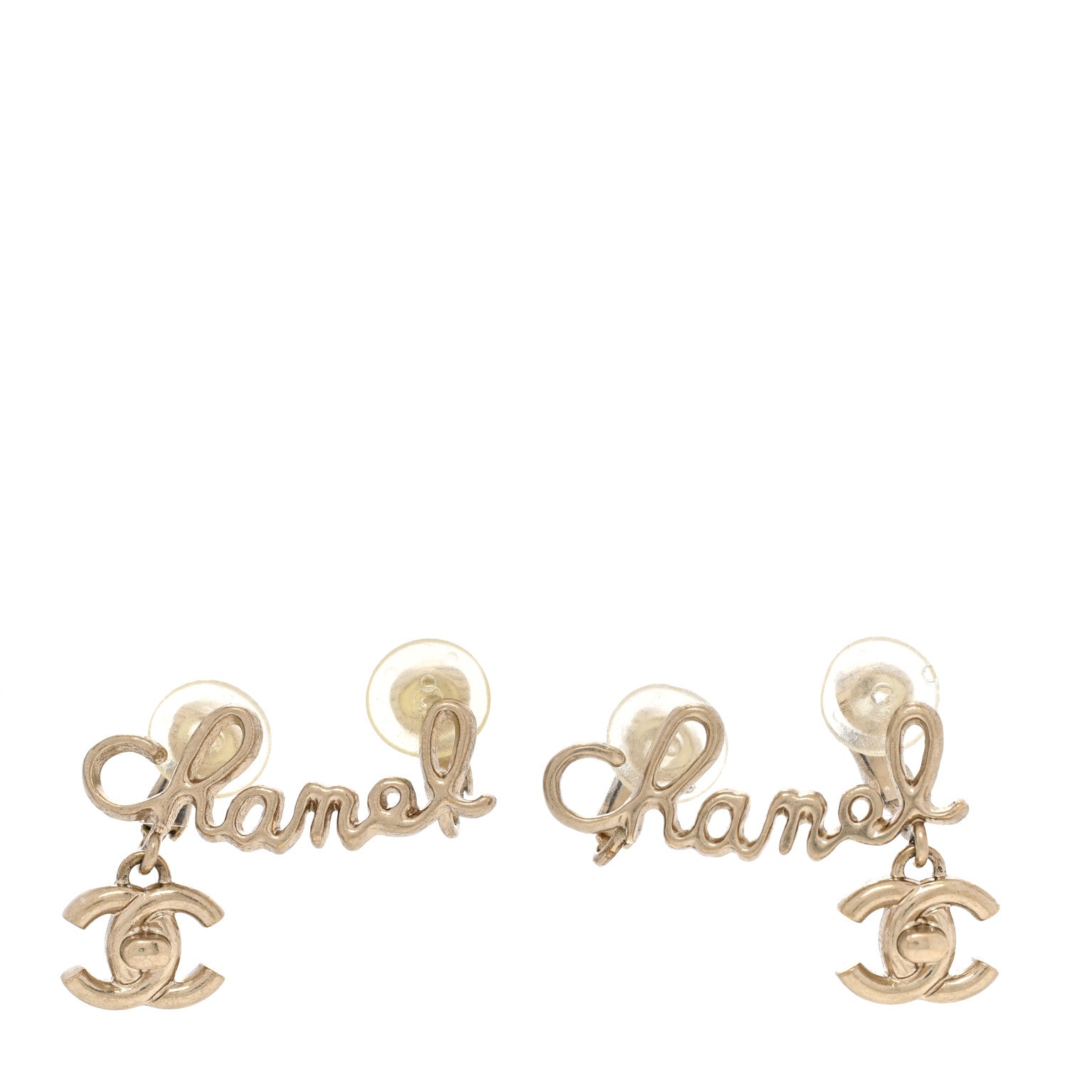 Chanel Metal Logo CC Turnlock Clip On Earrings Gold 1 of 6