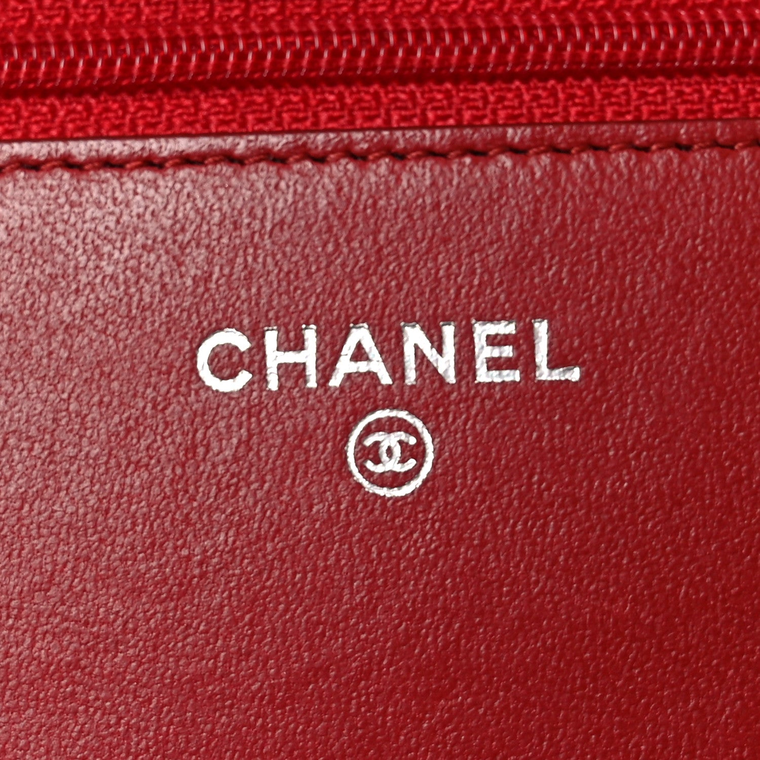 Chanel Lambskin Quilted Wallet On Chain WOC Red 5 of 10