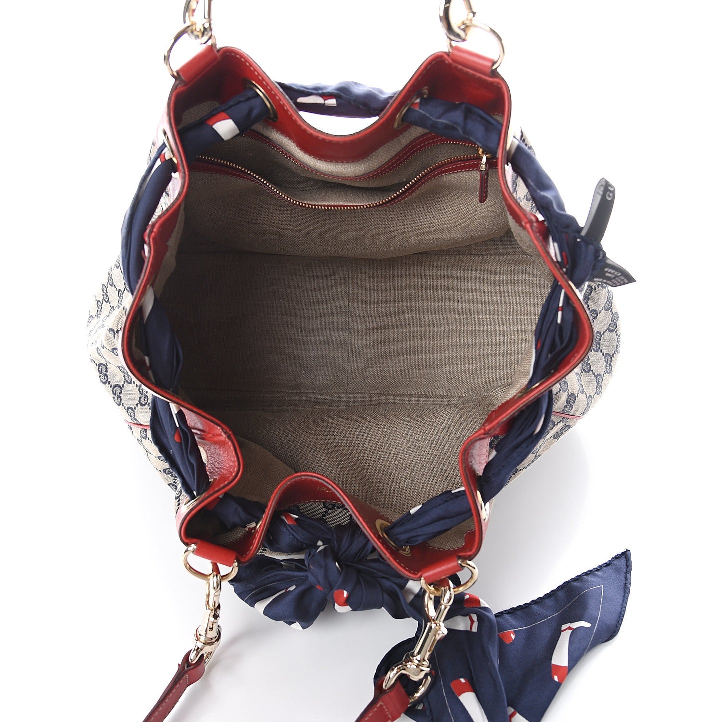 Monogram Large Positano Tote Navy Red