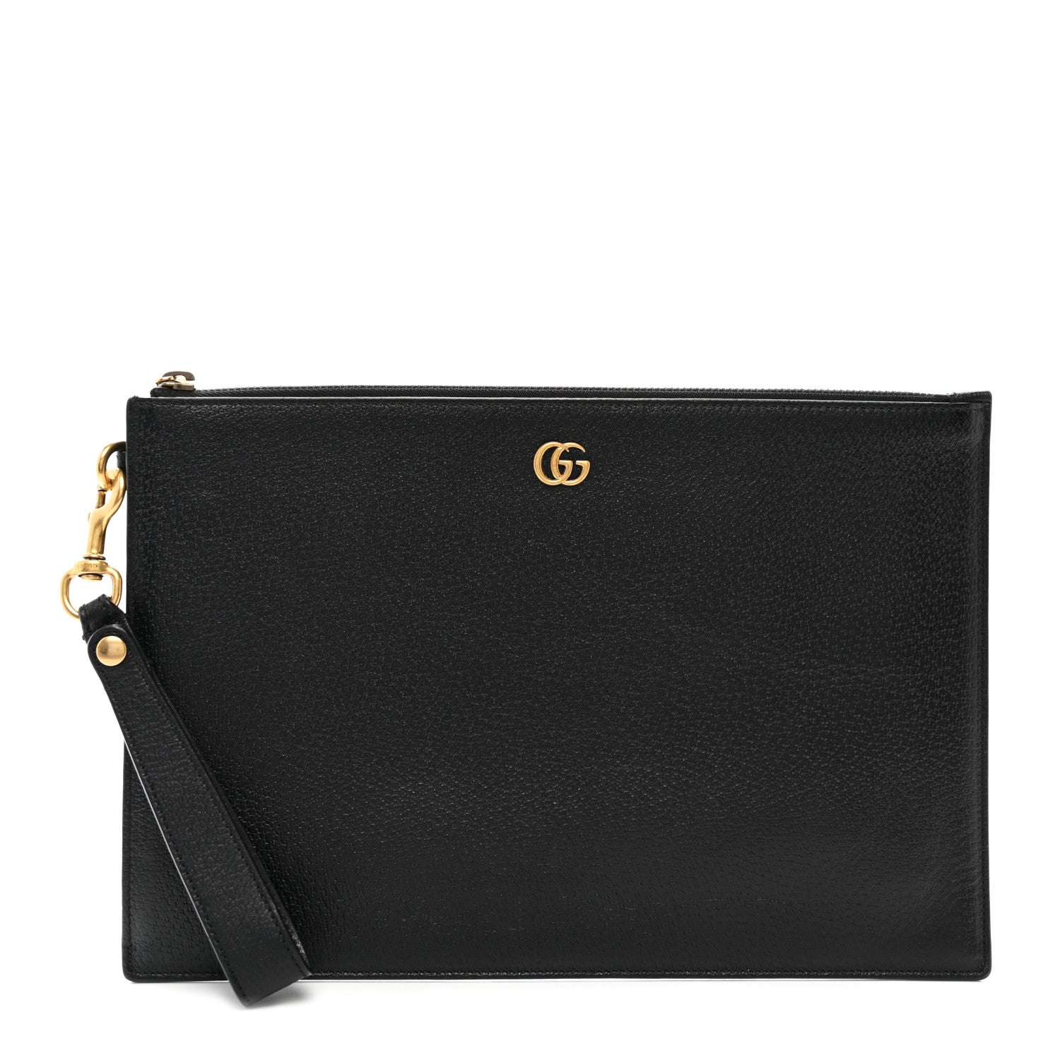 Gucci Textured Dollar Calfskin GG Marmont Zip Pouch Black 1 of 8