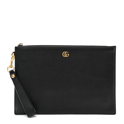 Gucci Textured Dollar Calfskin GG Marmont Zip Pouch Black 1 of 8