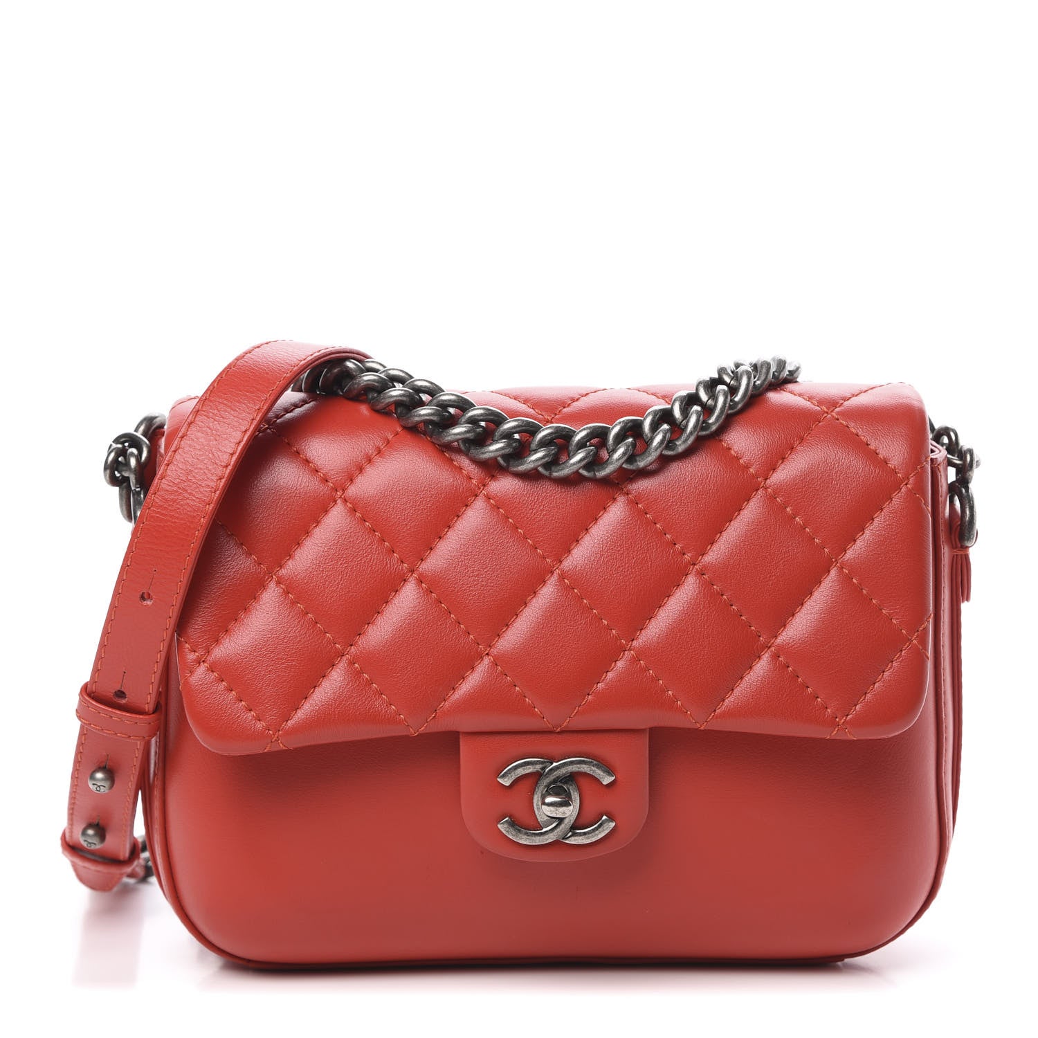 Chanel Calfskin Quilted Medium Rock My Shoulder Flap Red 1 of 10