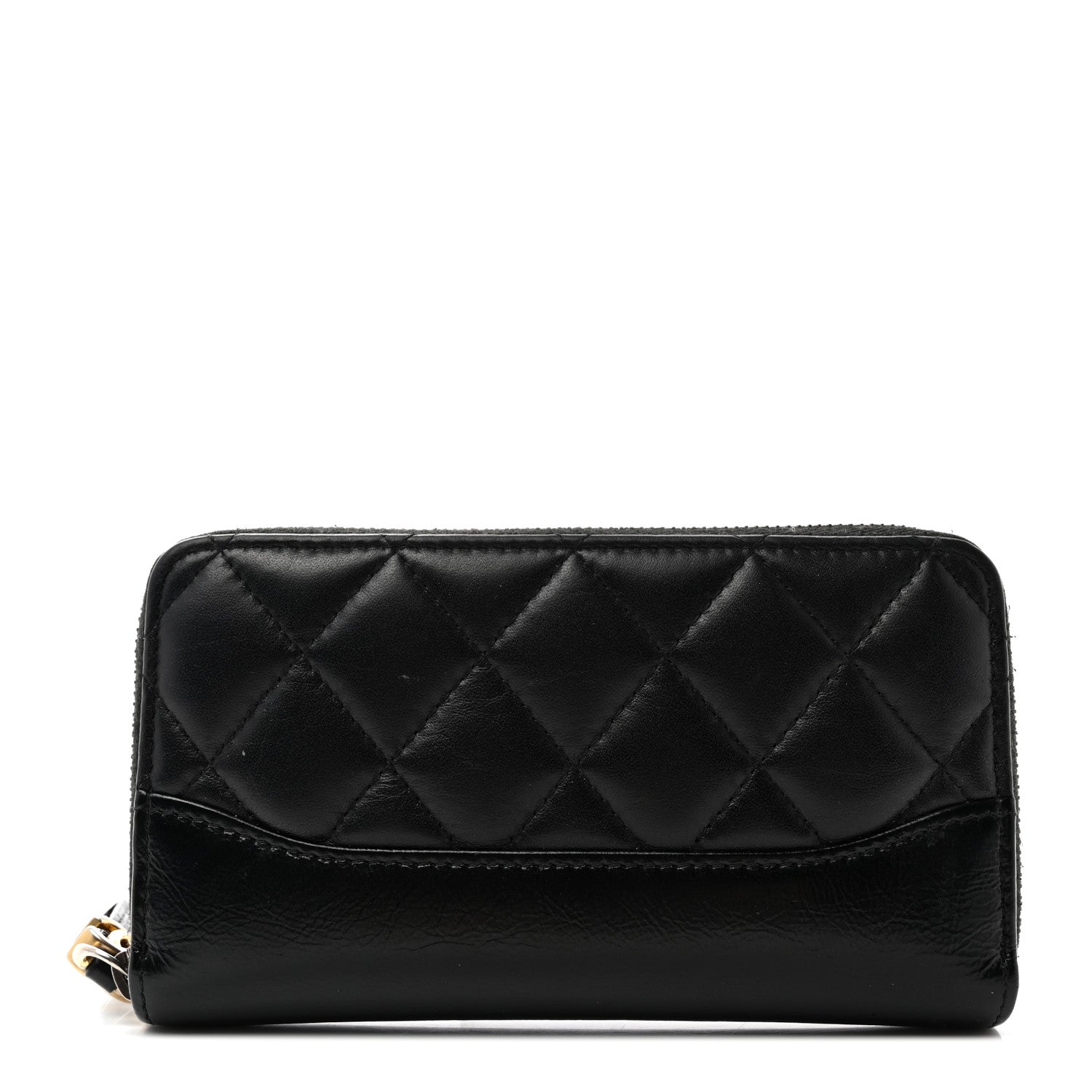 Chanel Aged Calfskin Quilted Small Gabrielle Zip Around Wallet Black 1 of 10
