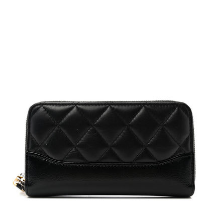 Chanel Aged Calfskin Quilted Small Gabrielle Zip Around Wallet Black 1 of 10