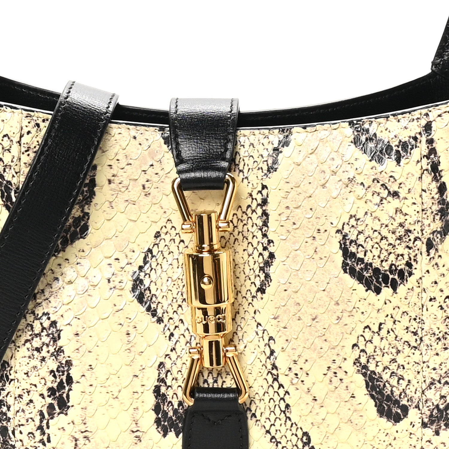 Gucci Snakeskin Calfskin Small Jackie 1961 Hobo Black Brown 8 of 10
