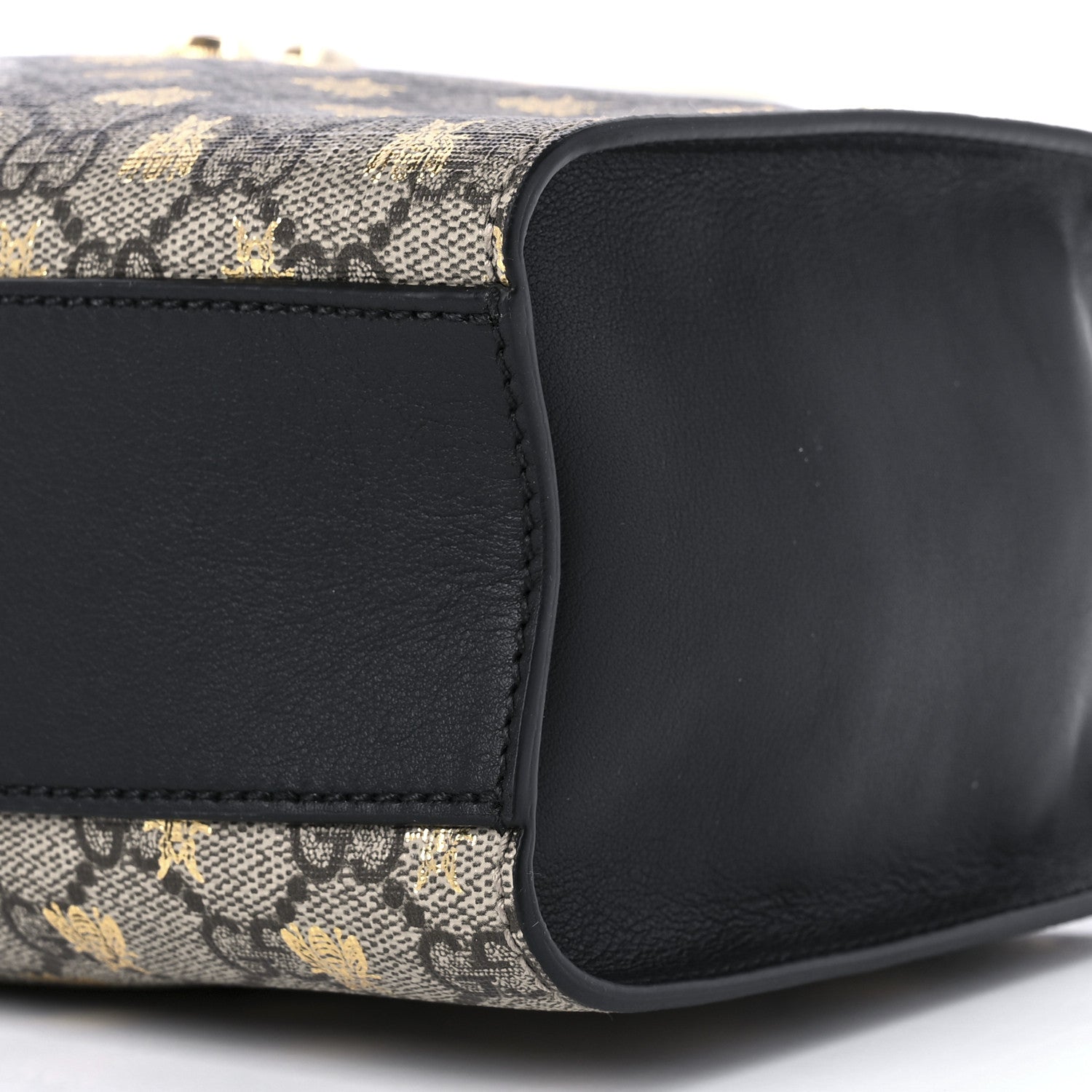 Gucci GG Supreme Monogram Bees Small Padlock Tote Beige Oro Black 12 of 12