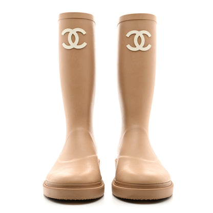 Chanel Caoutchouk CC High Boots 36 Beige 2 of 9